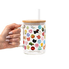 Cutie Buttons Glass Cup, Mug & Tumbler with Lid and Straw