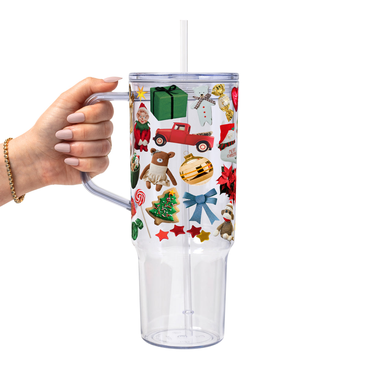Christmas Trinkets Glass Cup, Mug & Tumbler with Lid and Straw
