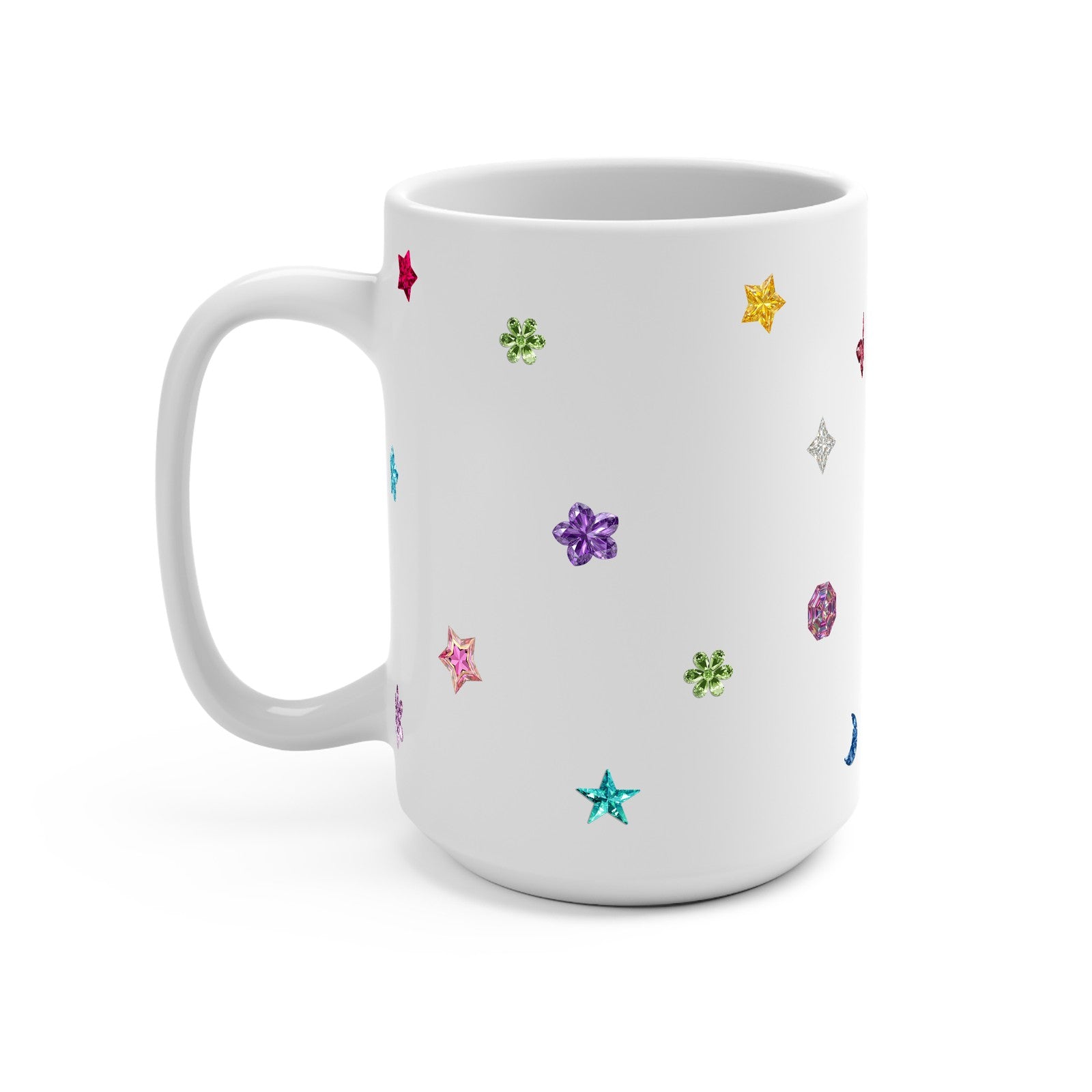 Gemstone Sparkle Glass Cup, Mug & Tumbler with Lid and Straw