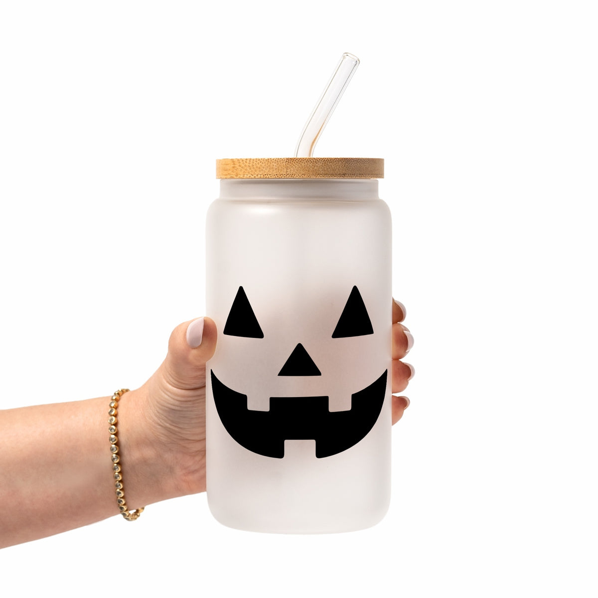 Jack-O-Lantern Glass Cup, Mug & Tumbler with Lid and Straw
