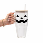 Jack-O-Lantern Glass Cup, Mug & Tumbler with Lid and Straw