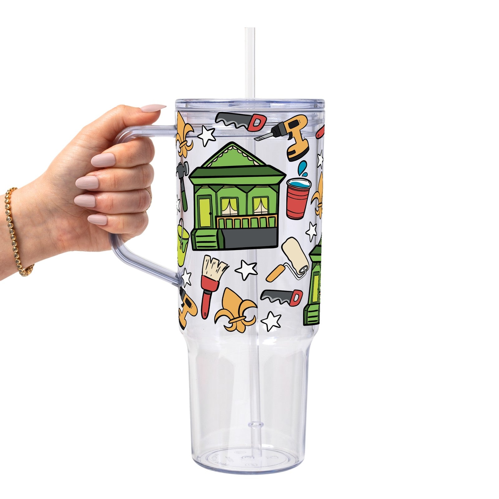 Rebuilding Together: New Orleans Glass Cup, Mug & Tumbler with Lid and Straw