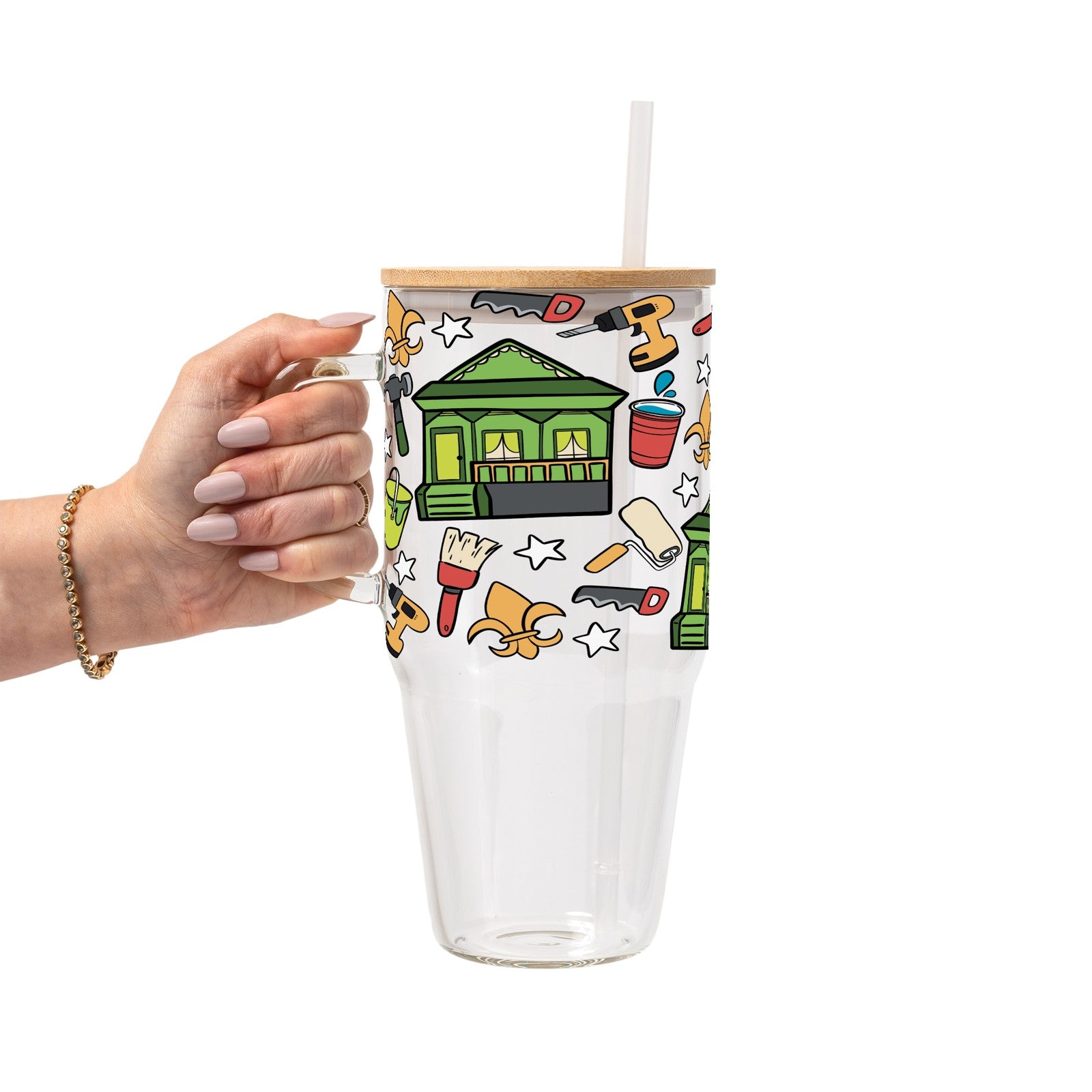 Rebuilding Together: New Orleans Glass Cup, Mug & Tumbler with Lid and Straw