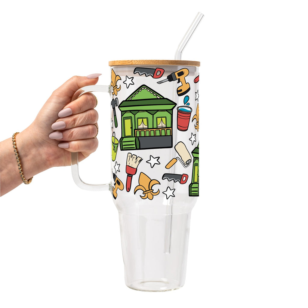 Rebuilding Together: New Orleans Glass Cup, Mug & Tumbler with Lid and Straw