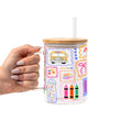 Preppy Whimsy Teacher Glass Cup, Mug & Tumbler with Lid and Straw