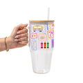 Preppy Whimsy Teacher Glass Cup, Mug & Tumbler with Lid and Straw