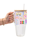Preppy Whimsy Teacher Glass Cup, Mug & Tumbler with Lid and Straw