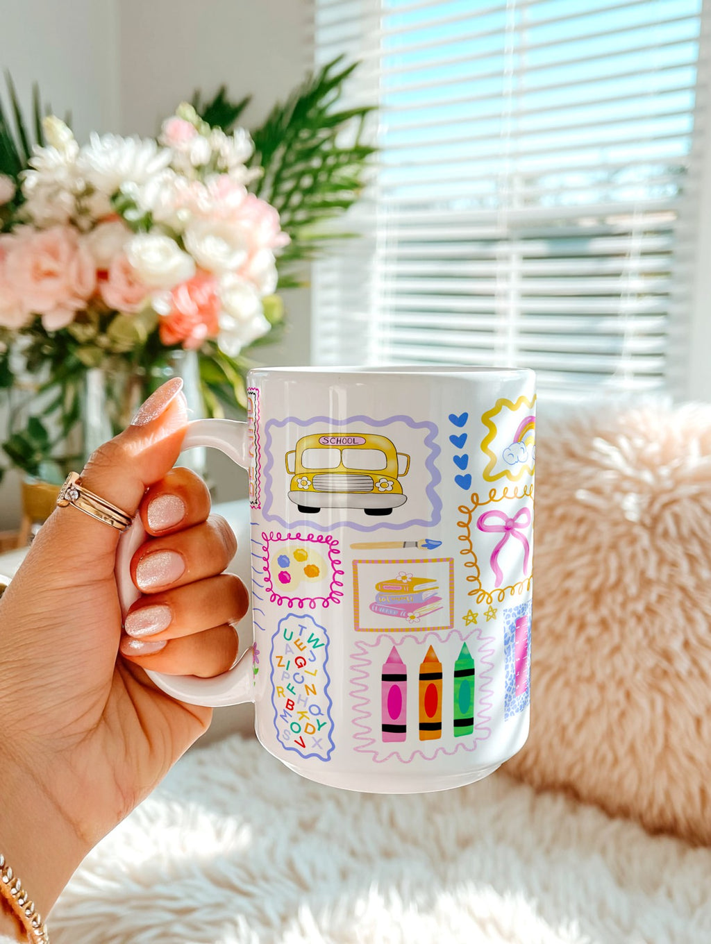 Preppy Whimsy Teacher Glass Cup, Mug & Tumbler with Lid and Straw