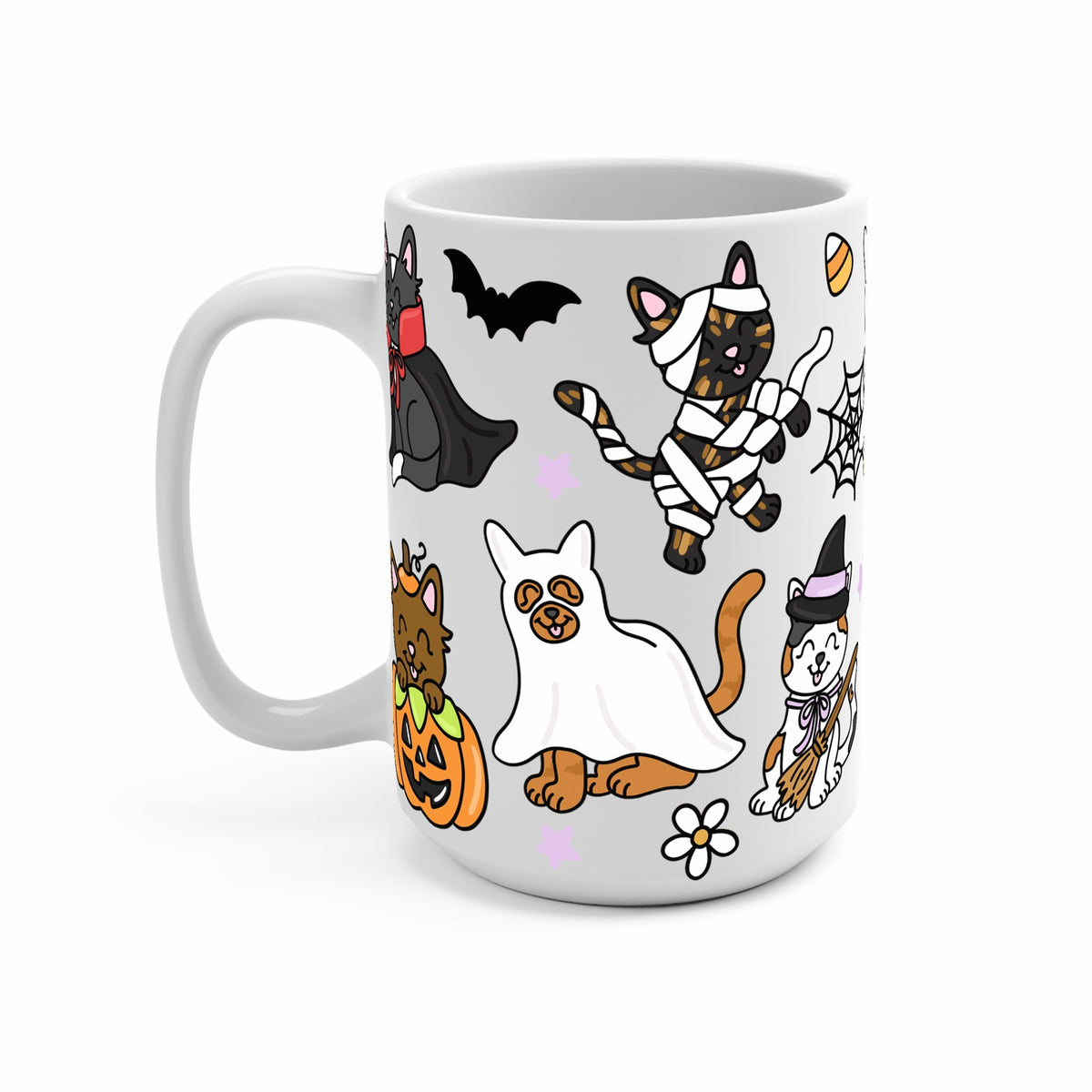 Spooky Cats Glass Cup, Mug & Tumbler with Lid and Straw