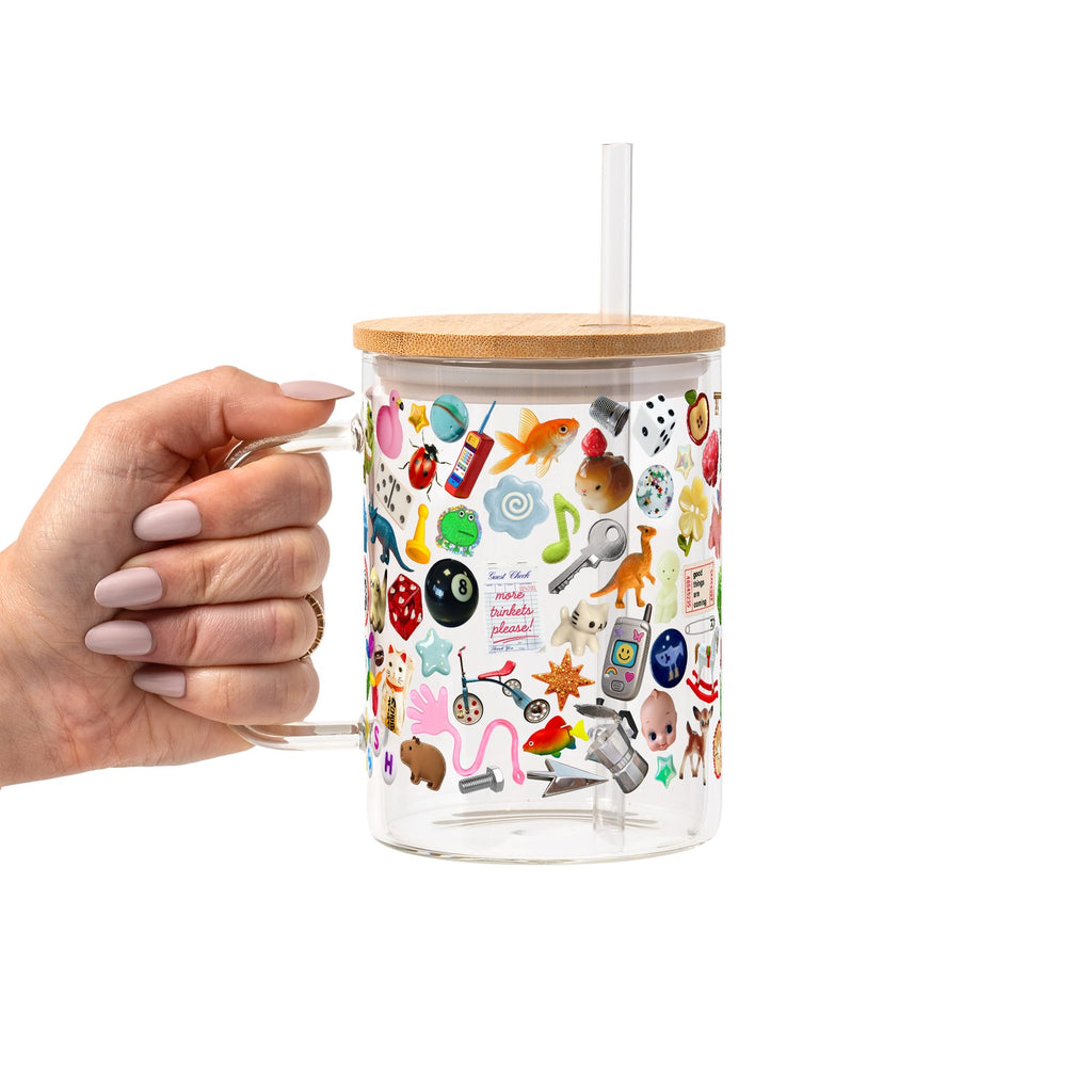 Trinket Core Glass Cup, Mug & Tumbler with Lid and Straw