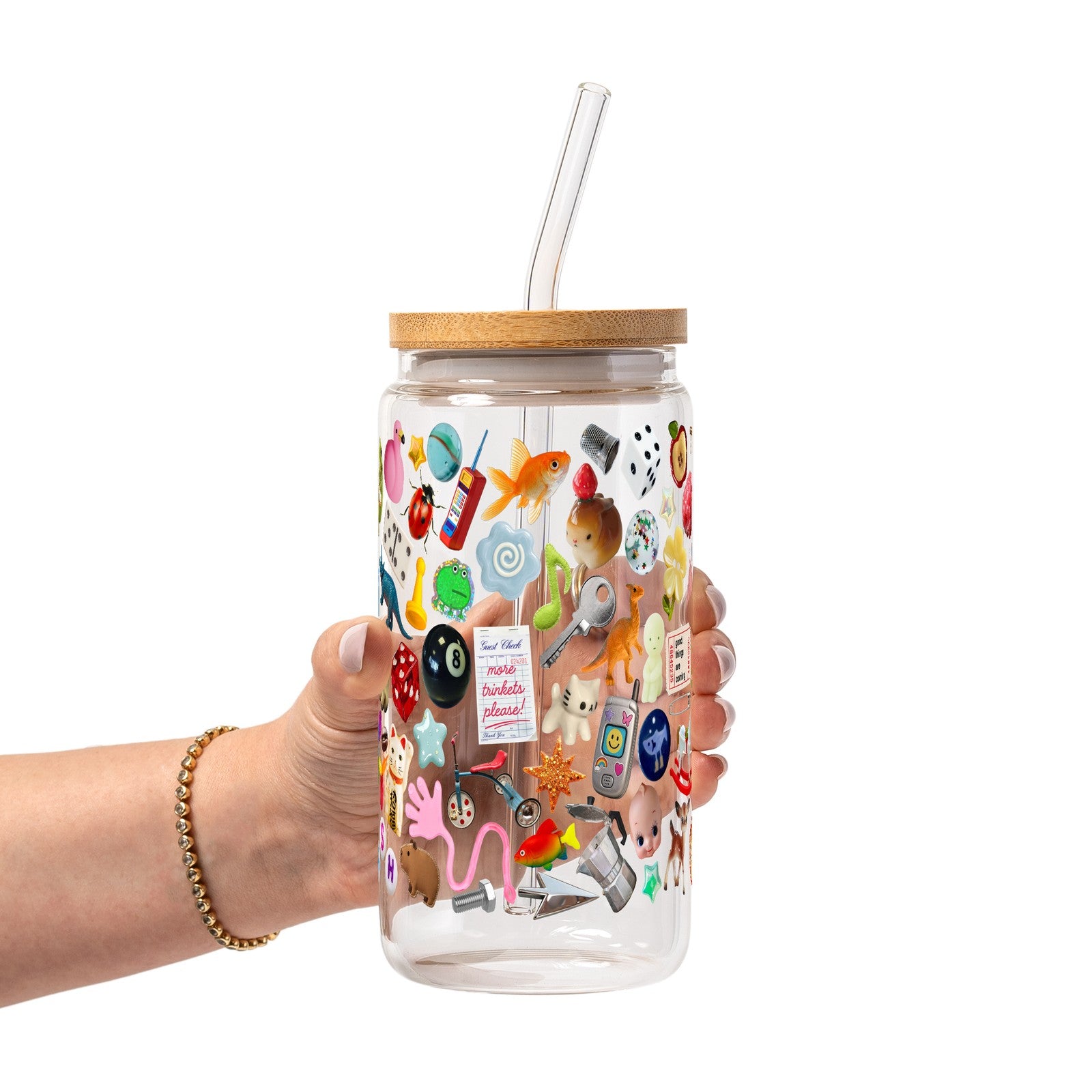 Trinket Core Glass Cup, Mug & Tumbler with Lid and Straw