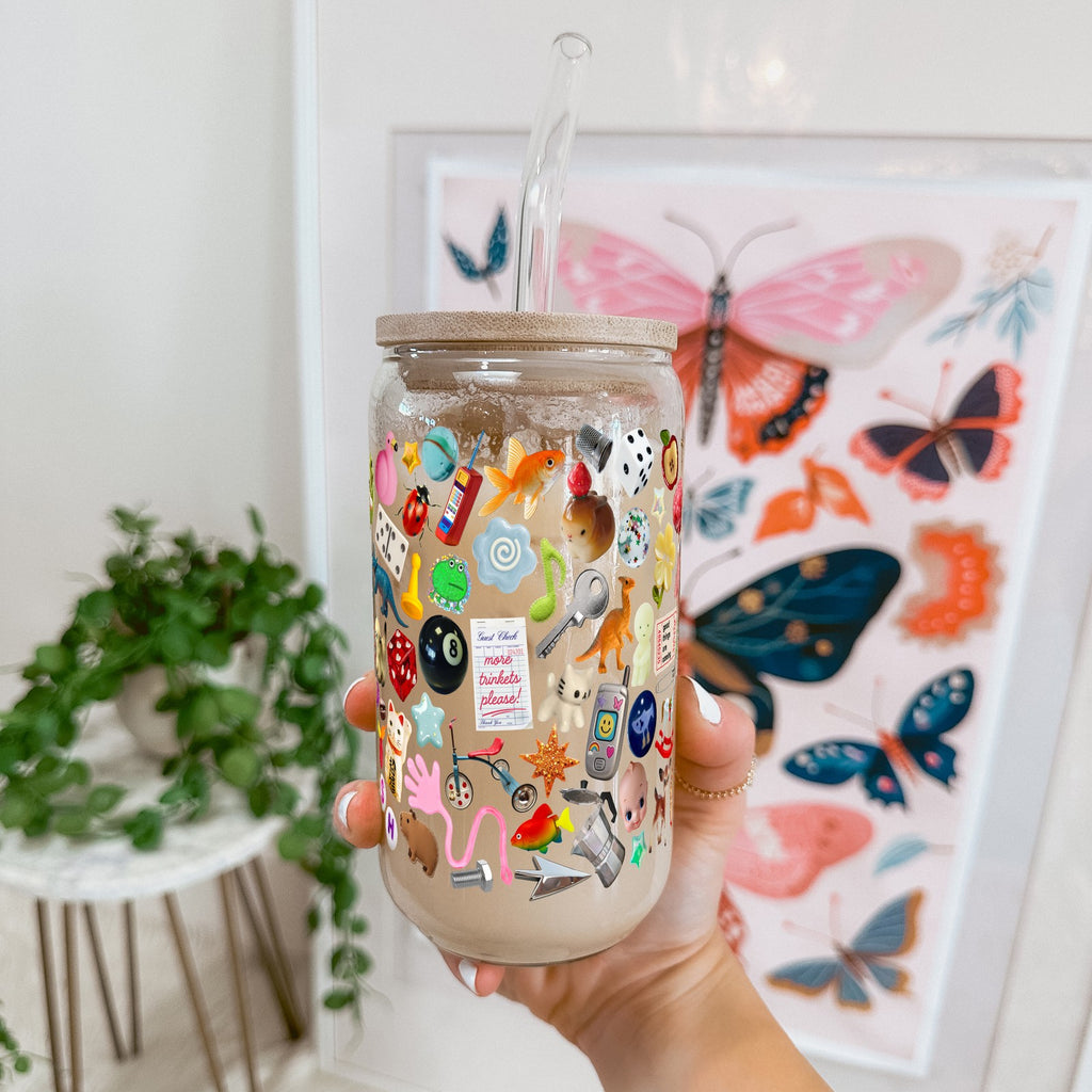 Trinket Core Glass Cup, Mug & Tumbler with Lid and Straw