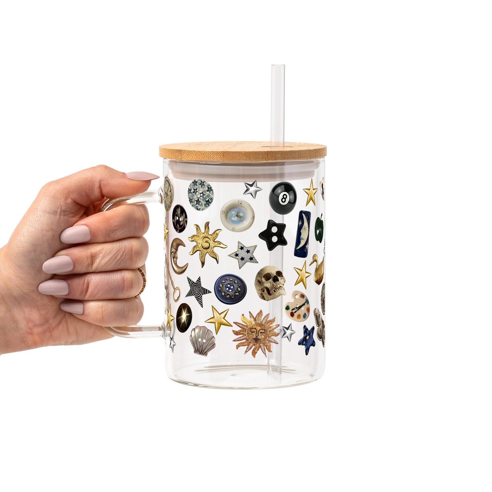 Whimsy Goth Glass Cup, Mug & Tumbler with Lid and Straw