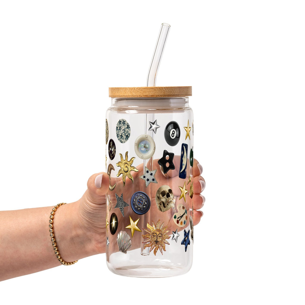 Whimsy Goth Glass Cup, Mug & Tumbler with Lid and Straw