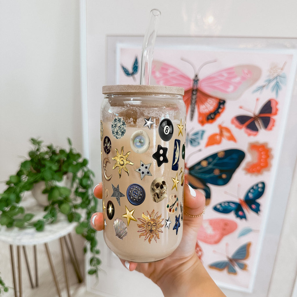 Whimsy Goth Glass Cup, Mug & Tumbler with Lid and Straw