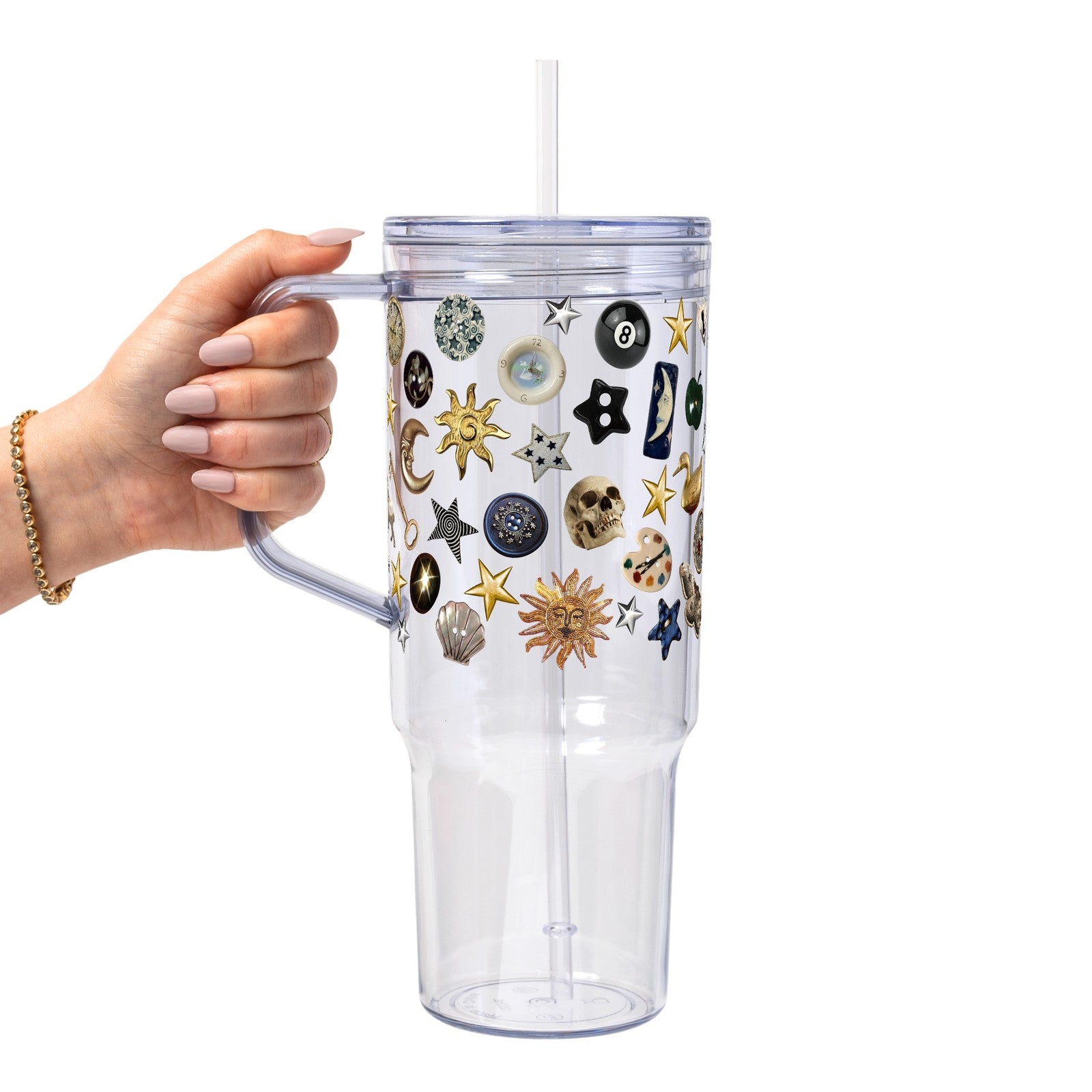 Whimsy Goth Glass Cup, Mug & Tumbler with Lid and Straw