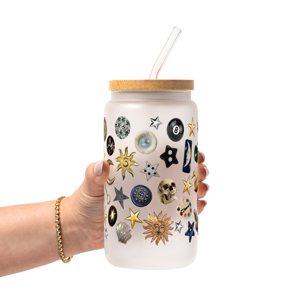 Whimsy Goth Glass Cup, Mug & Tumbler with Lid and Straw