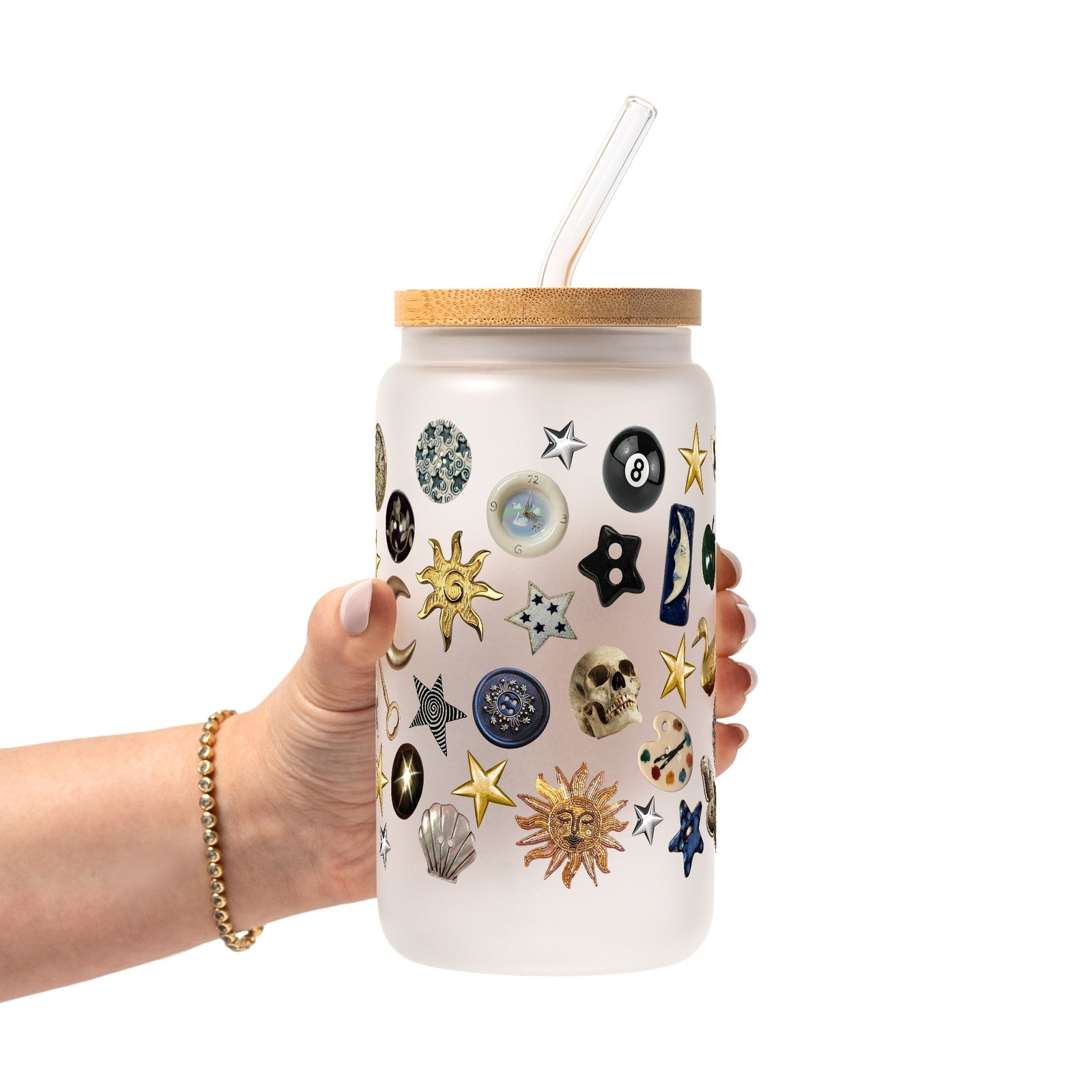 Whimsy Goth Glass Cup, Mug & Tumbler with Lid and Straw