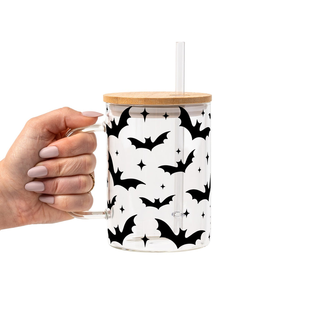 Bats on Bats Glass Cup, Mug & Tumbler with Lid and Straw