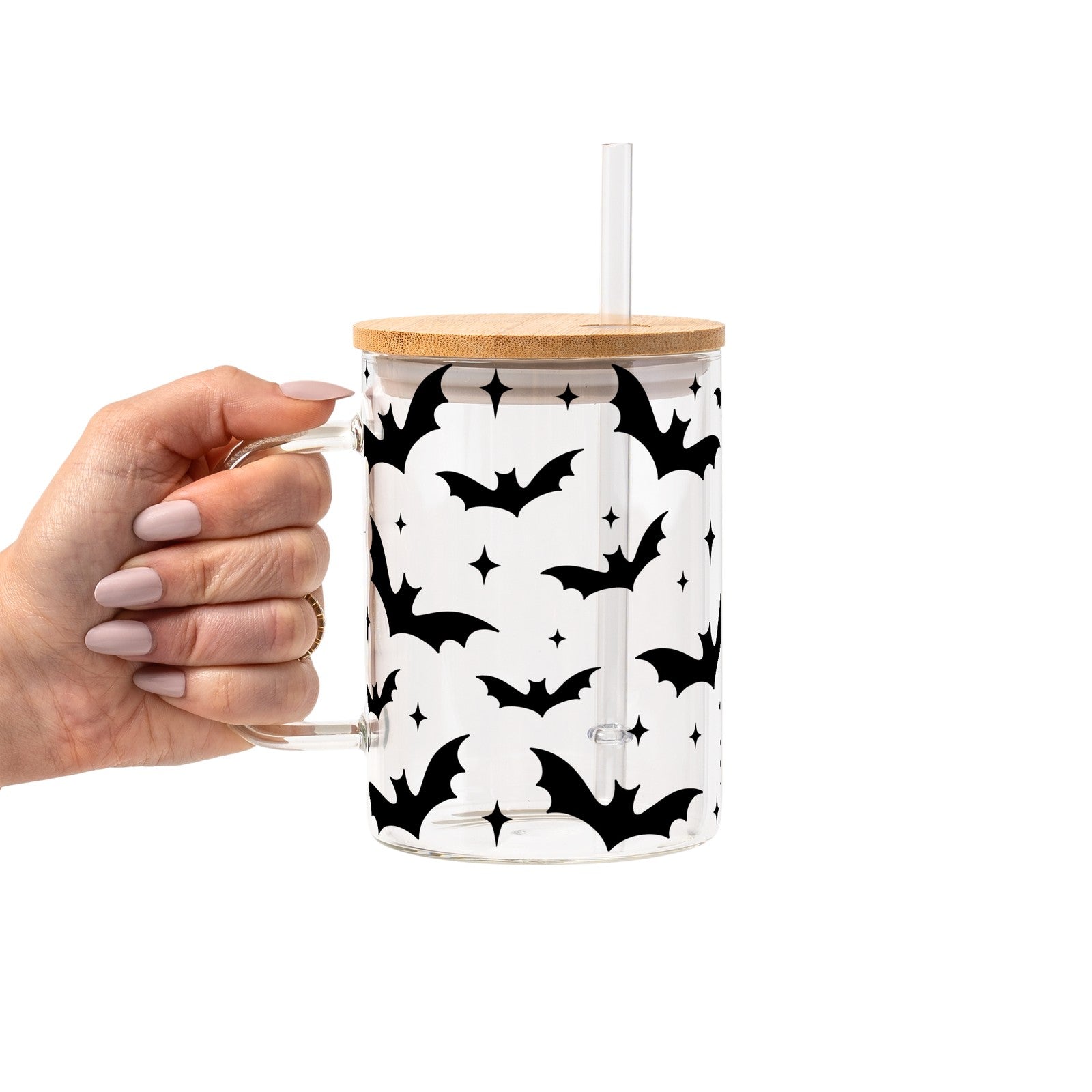 Bats on Bats Glass Cup, Mug & Tumbler with Lid and Straw