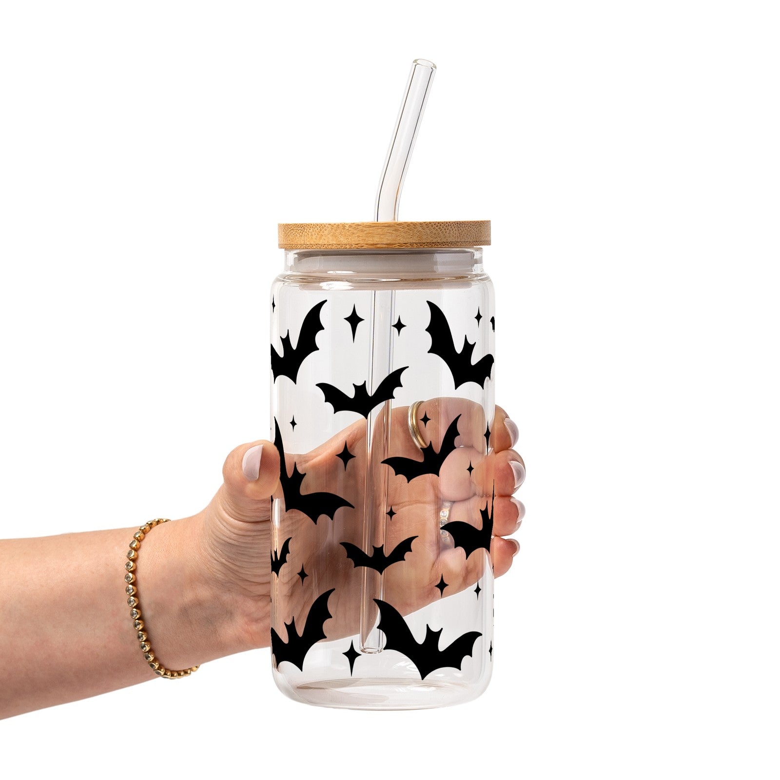 Bats on Bats Glass Cup, Mug & Tumbler with Lid and Straw