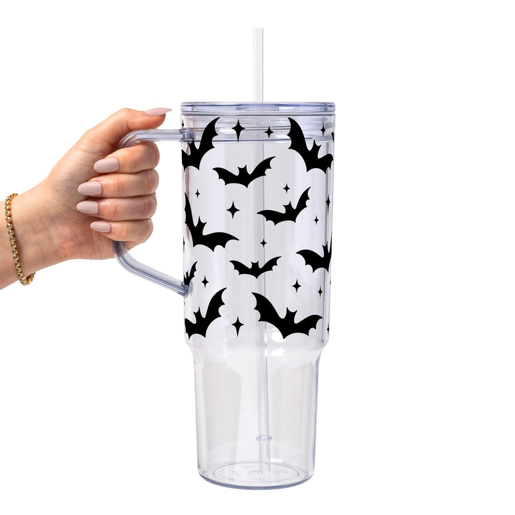 Bats on Bats Glass Cup, Mug & Tumbler with Lid and Straw