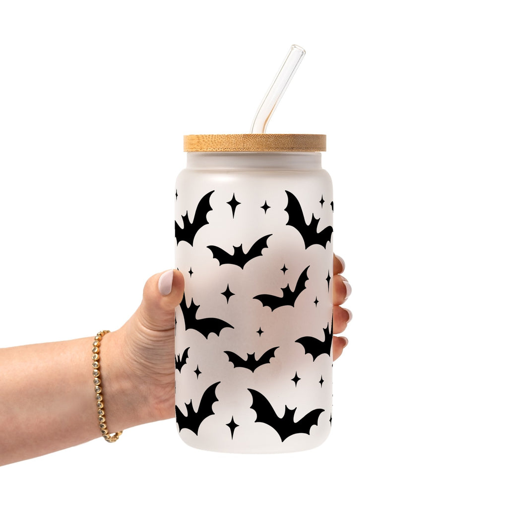 Bats on Bats Glass Cup, Mug & Tumbler with Lid and Straw