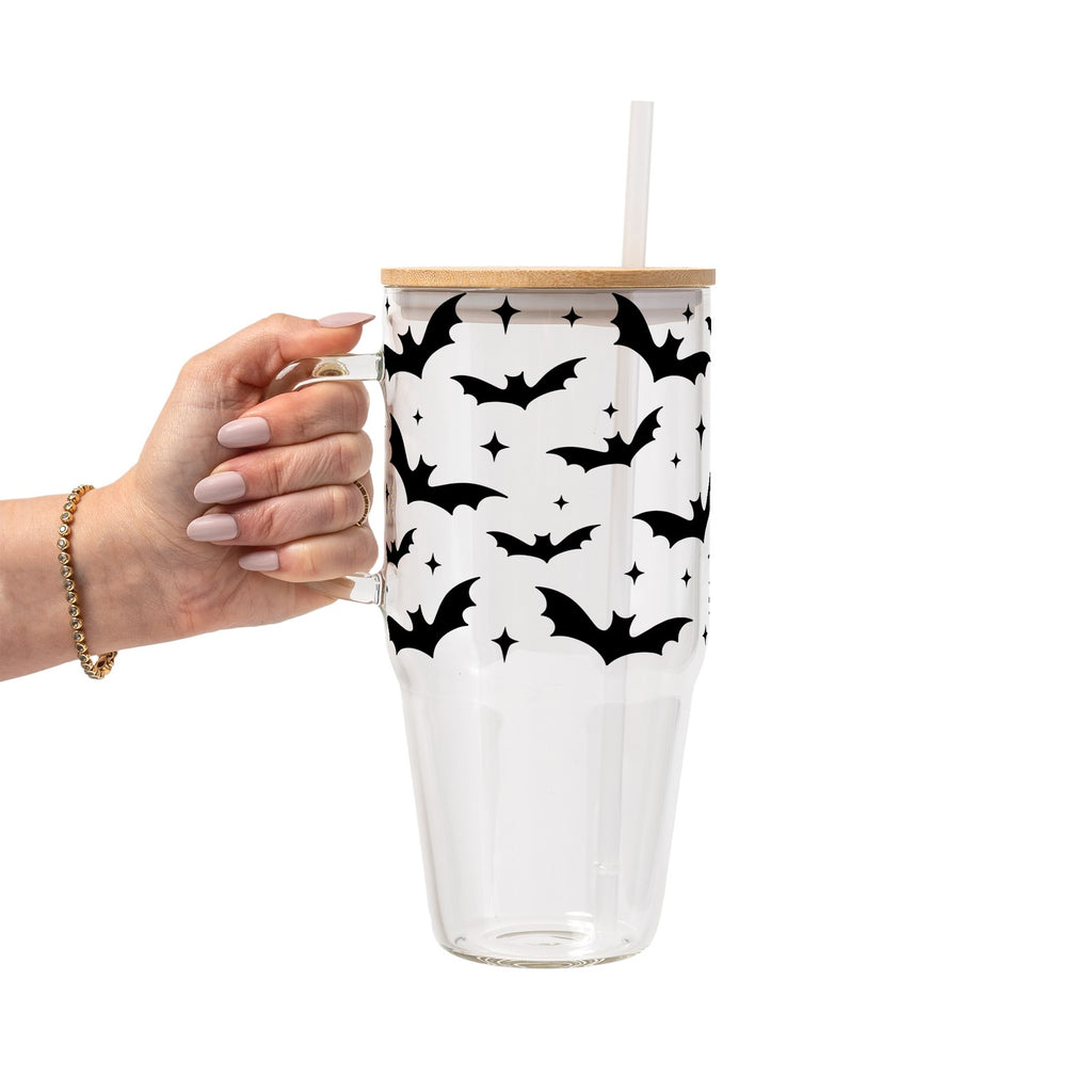 Bats on Bats Glass Cup, Mug & Tumbler with Lid and Straw