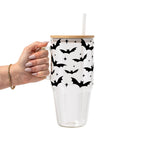 Bats on Bats Glass Cup, Mug & Tumbler with Lid and Straw