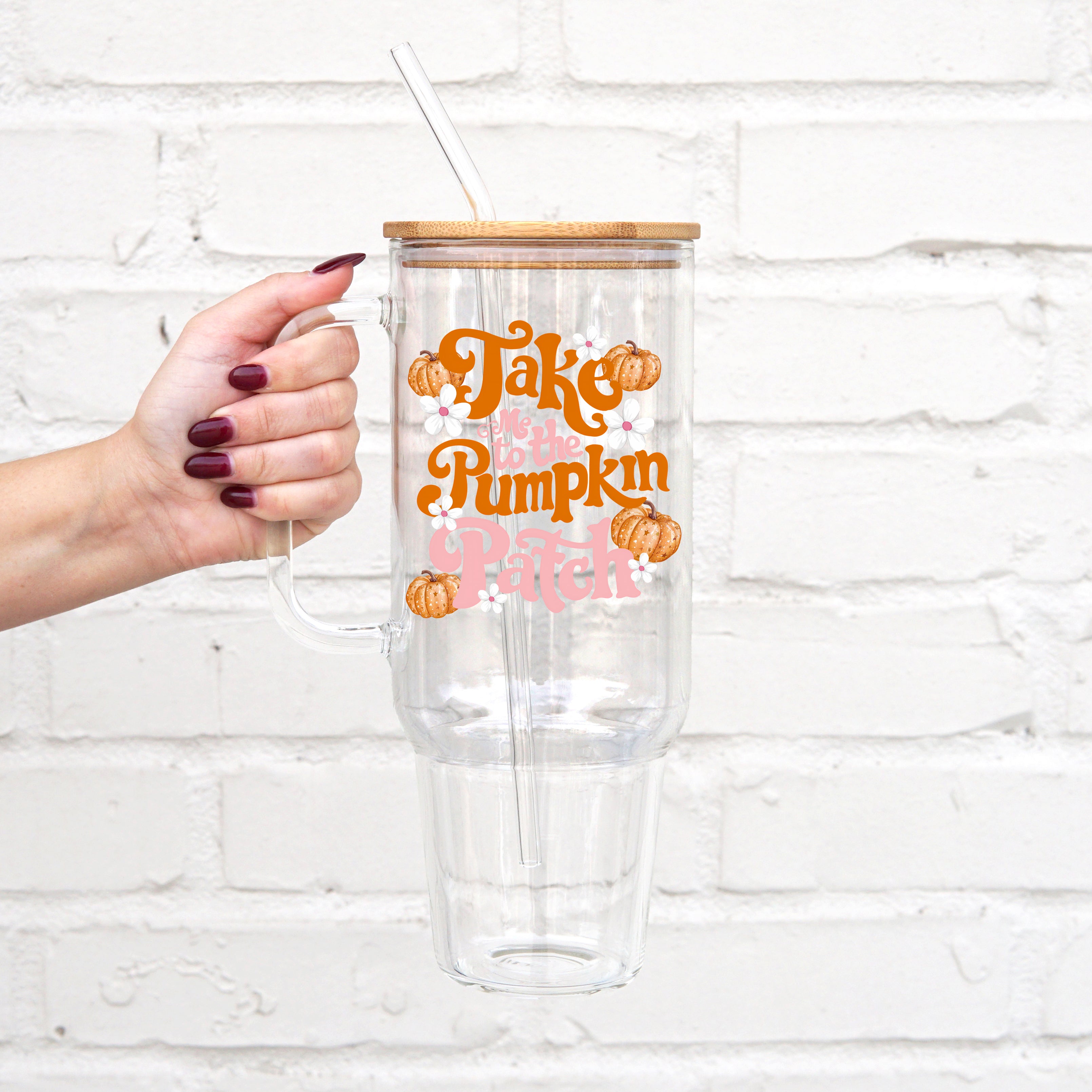 Take Me To The Pumpkin Patch 40oz Glass or Plastic Tumbler With Lid and Straw - Sip Sip Hooray