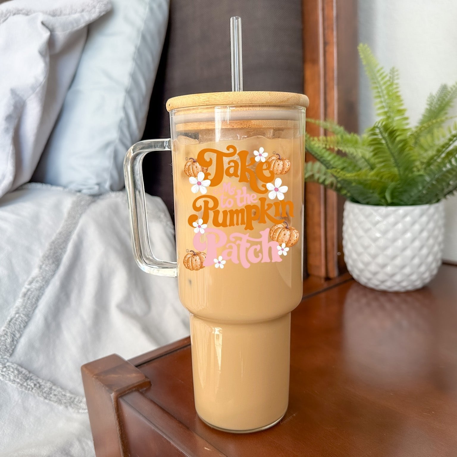 Take Me To The Pumpkin Patch 40oz Glass or Plastic Tumbler With Lid and Straw - Sip Sip Hooray