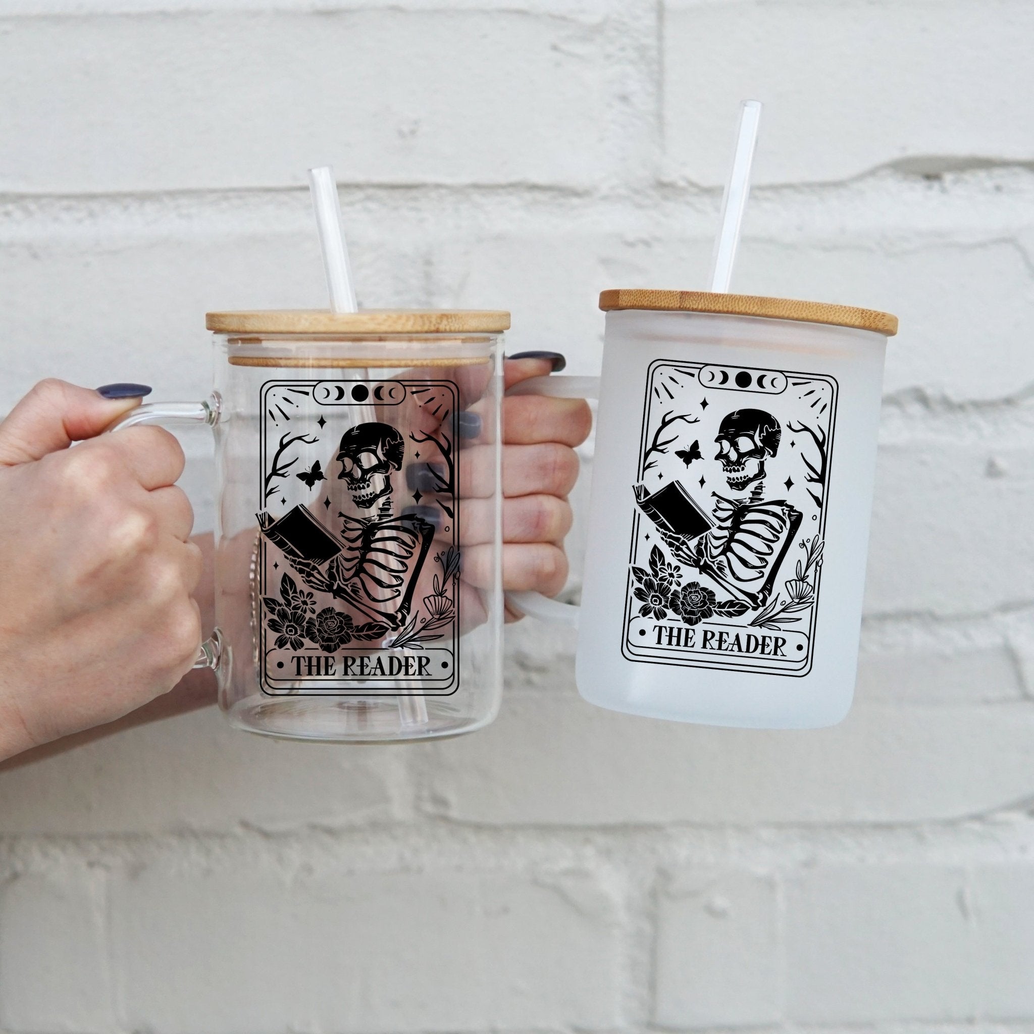 The Reader 17oz Glass Mug With Lid and Straw - Sip Sip Hooray