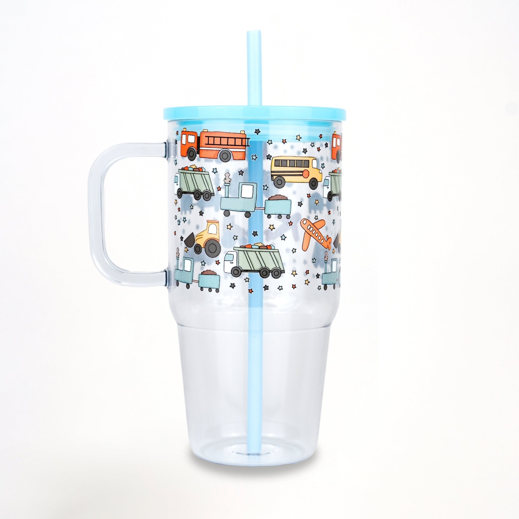 Trucks & Things 20oz Kids Tumbler with Handle, Lid & Straw - Sip Sip Hooray