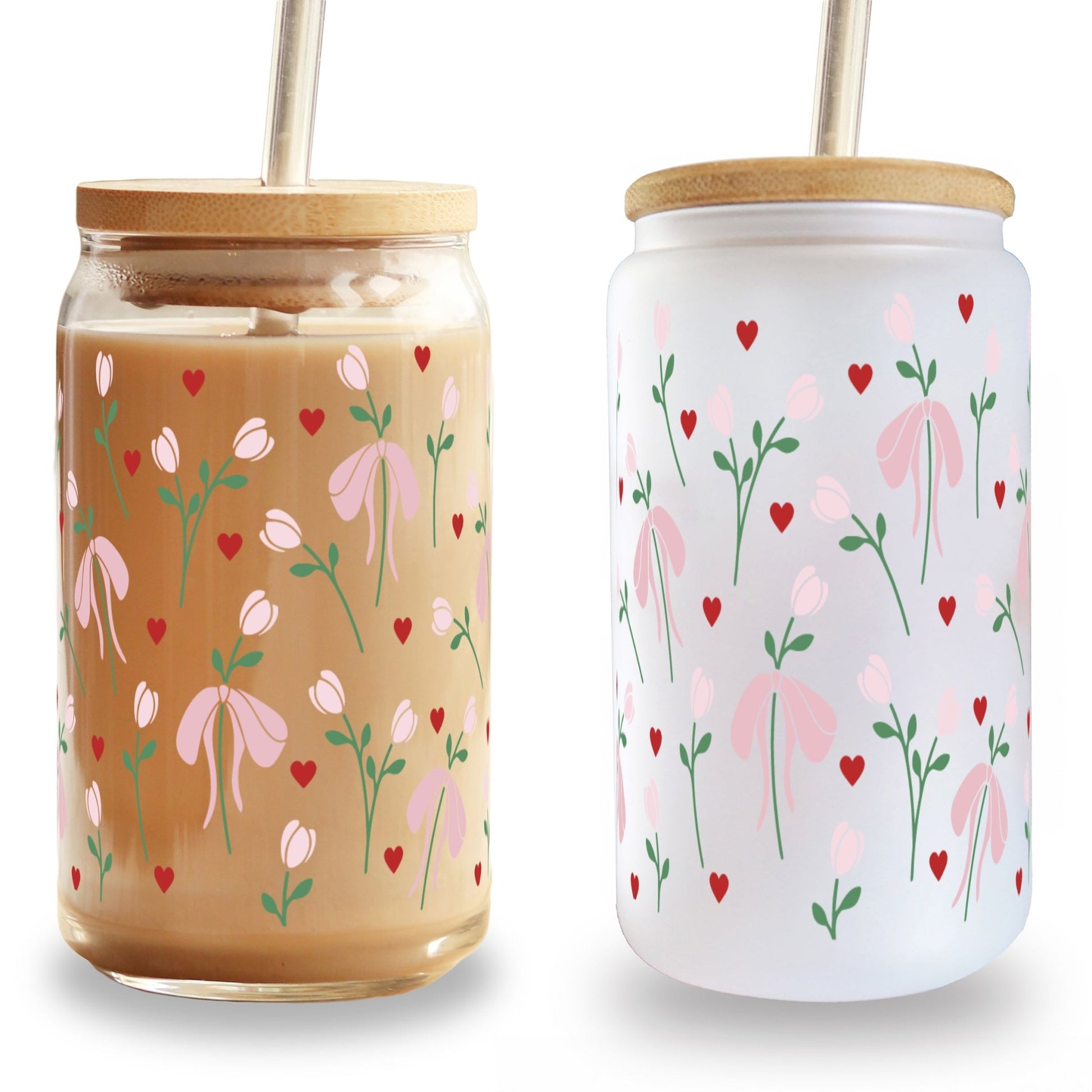 Tulips and Bows Cup With Lid and Straw - Sip Sip Hooray