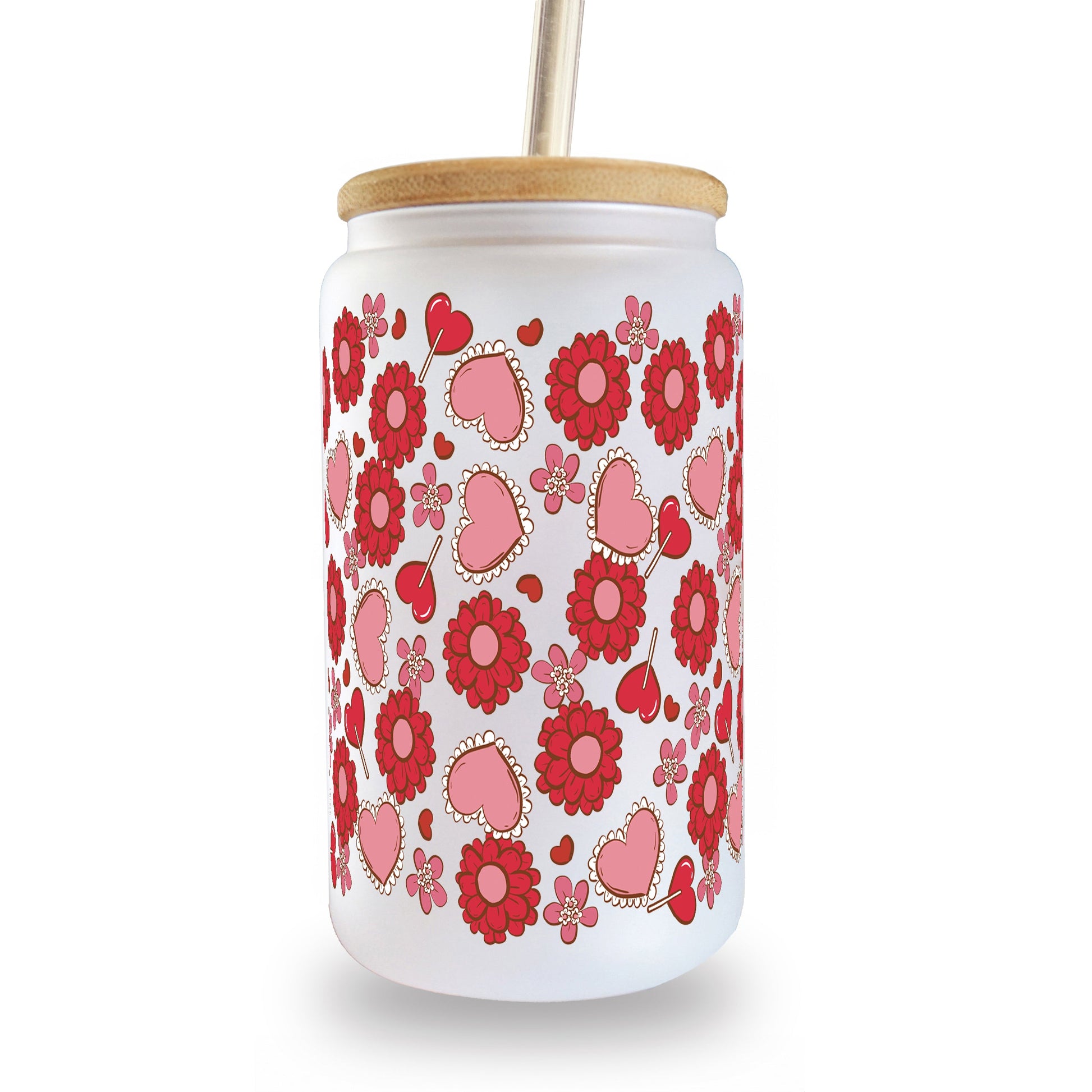 Valentine's Day Flowers and Candy Can Cup With Lid and Straw - Sip Sip Hooray