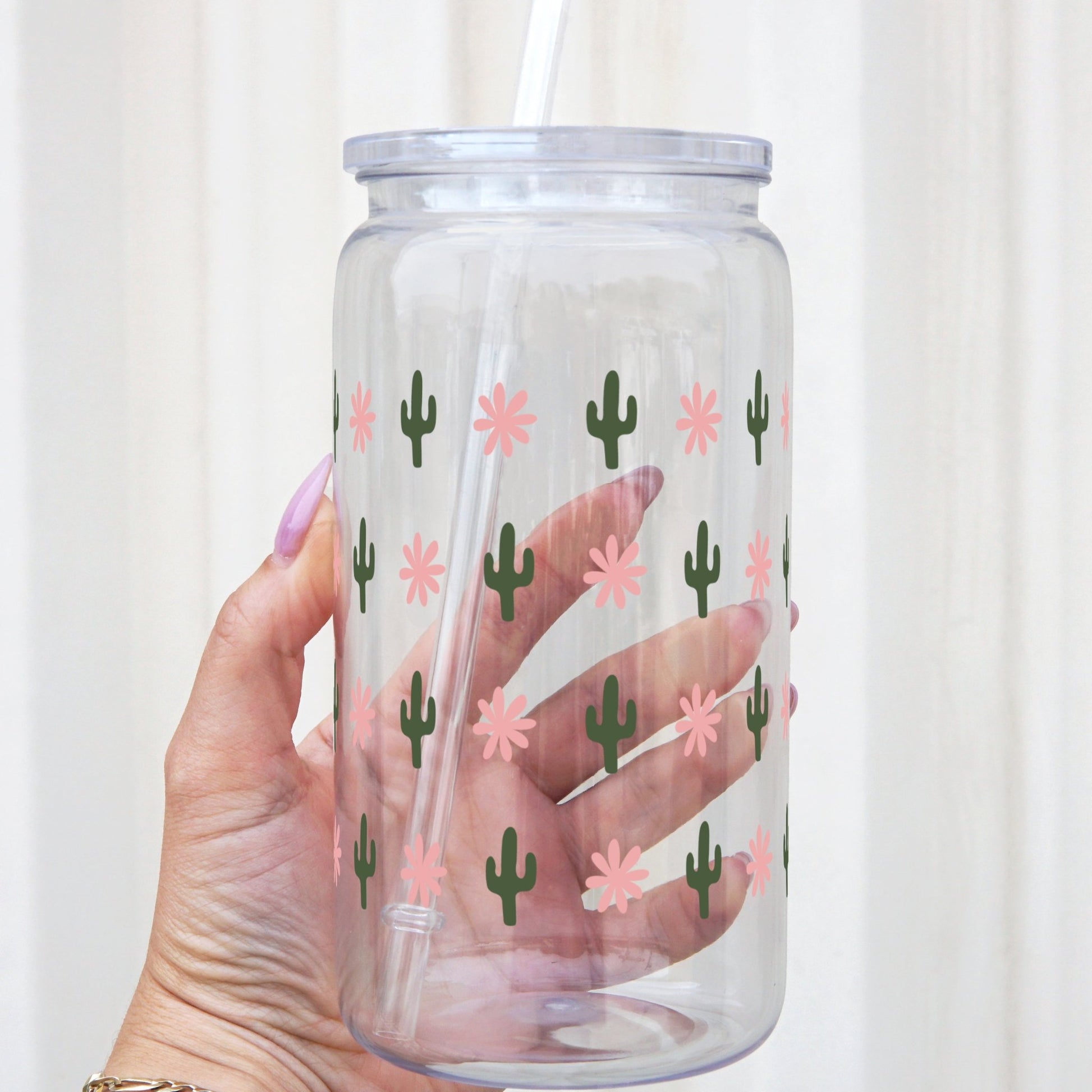 Western Mini Cacti Can Cup With Lid and Straw - Sip Sip Hooray