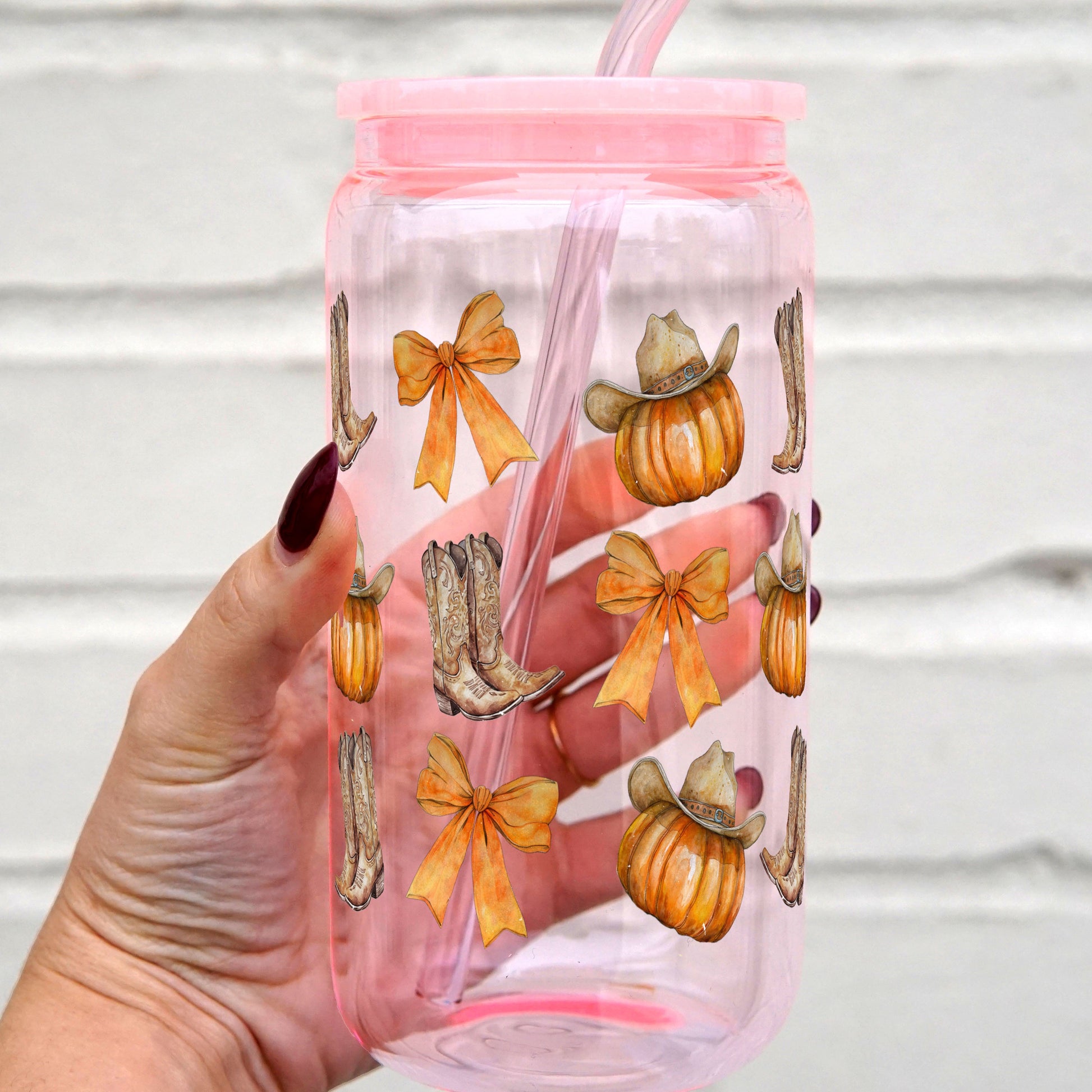 Western Pumpkins Cup With Lid and Straw - Sip Sip Hooray