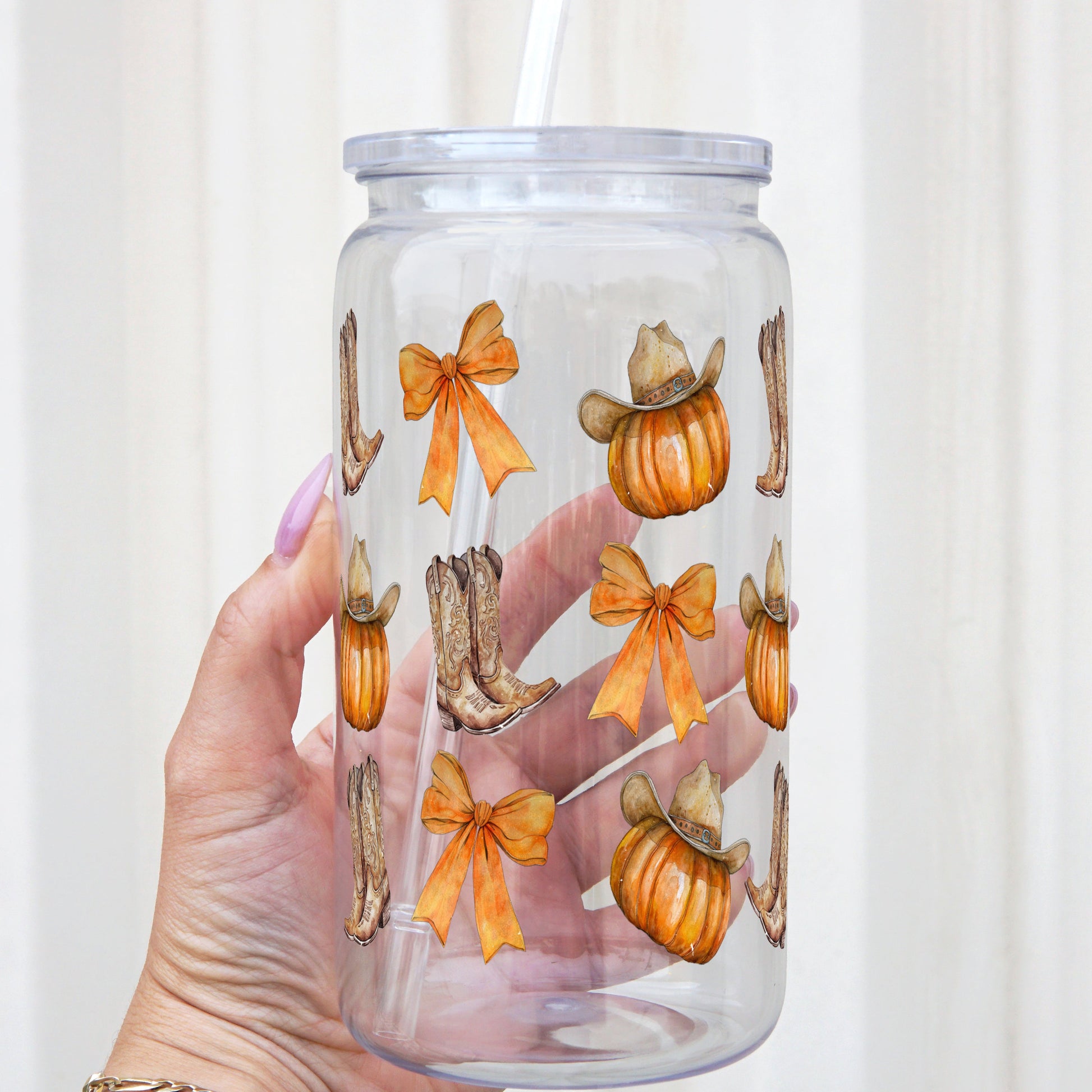 Western Pumpkins Cup With Lid and Straw - Sip Sip Hooray