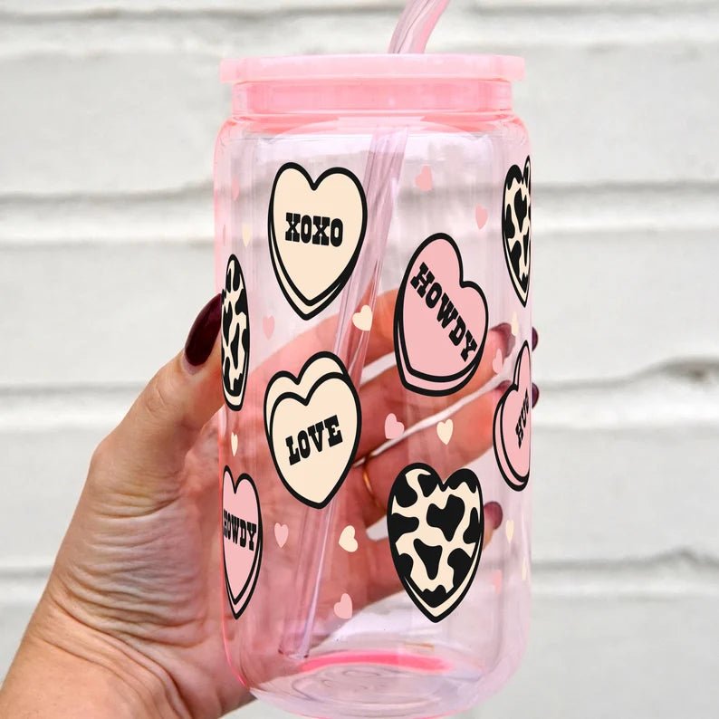 Western Valentine Cup With Lid and Straw - Sip Sip Hooray
