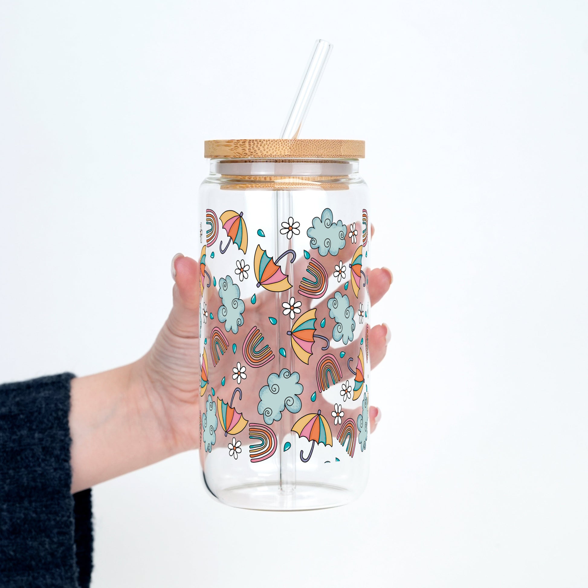Whimsical Rainy Day Cup with Lid and Straw - Sip Sip Hooray