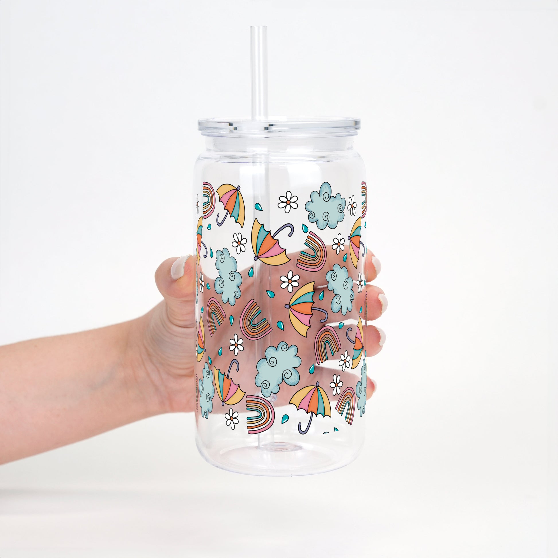 Whimsical Rainy Day Cup with Lid and Straw - Sip Sip Hooray