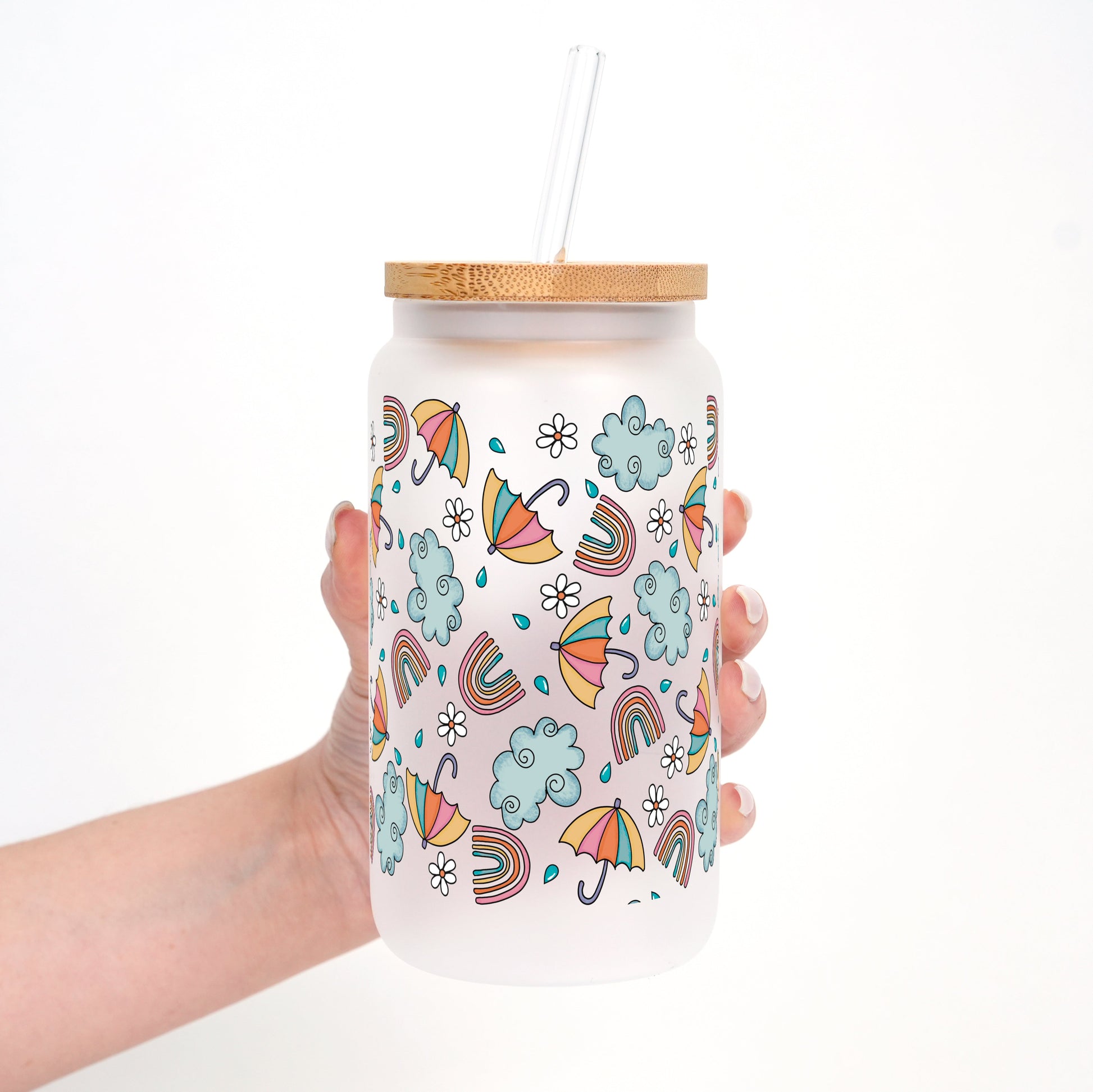 Whimsical Rainy Day Cup with Lid and Straw - Sip Sip Hooray