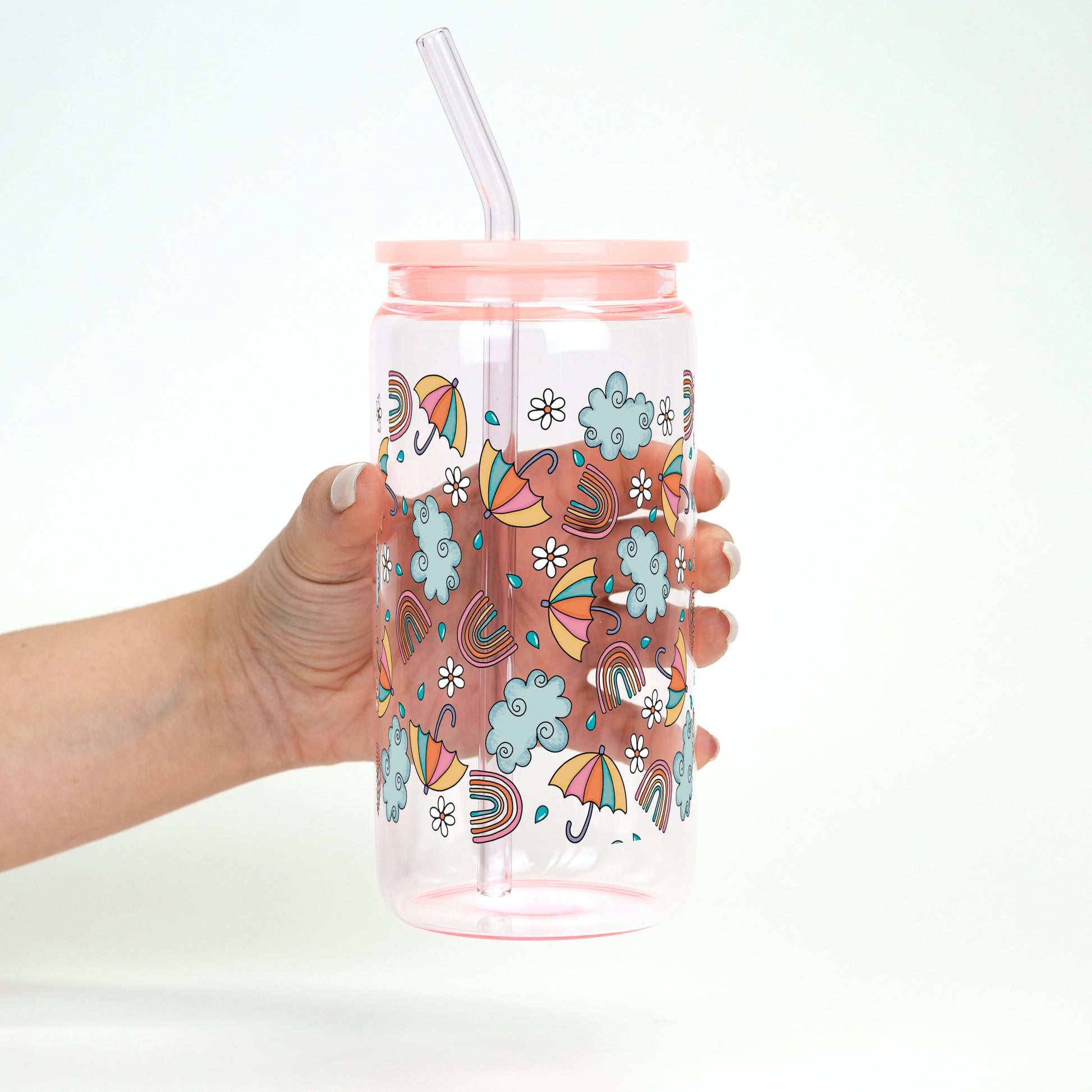 Whimsical Rainy Day Cup with Lid and Straw - Sip Sip Hooray