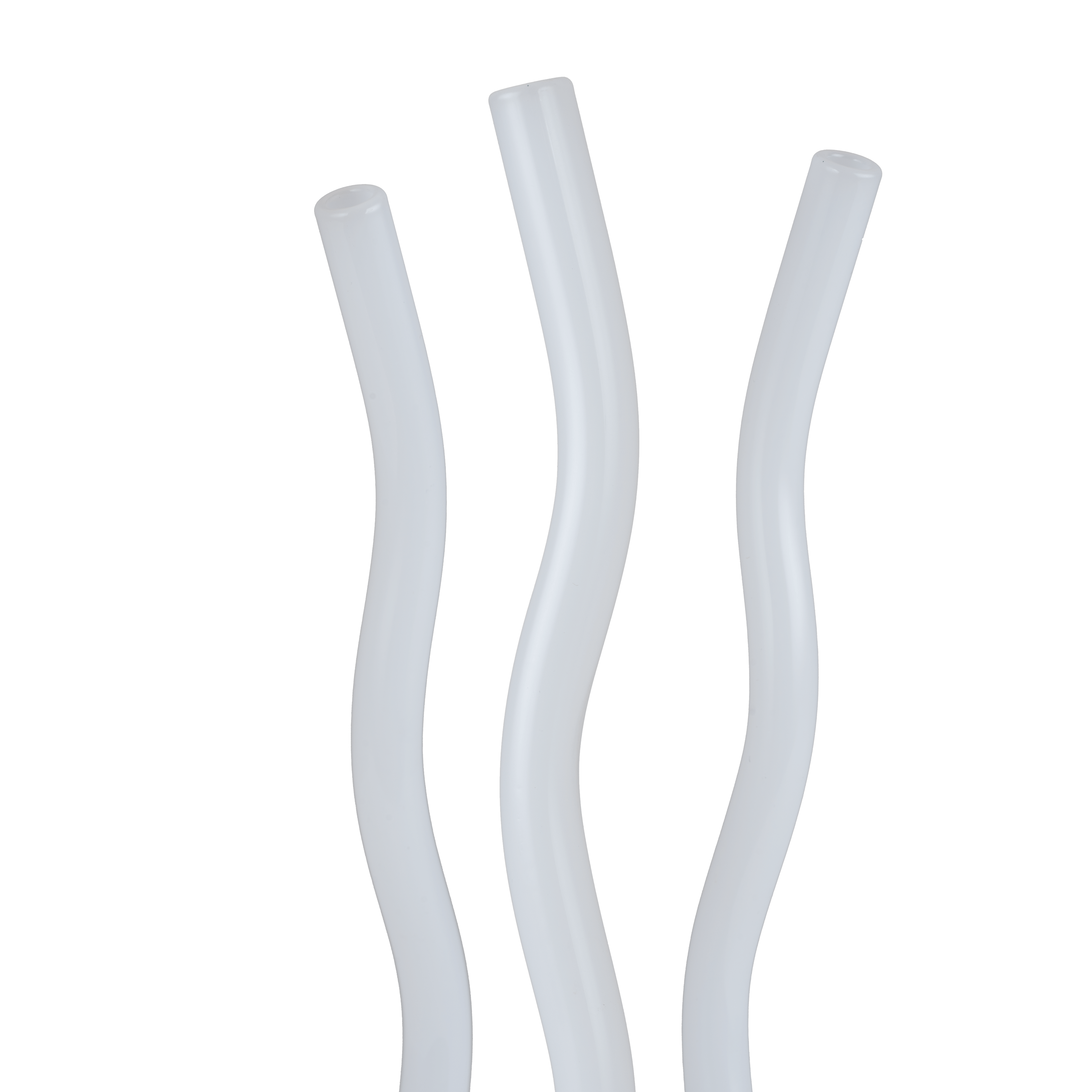 Single White Glass Reusable Squiggle Straw