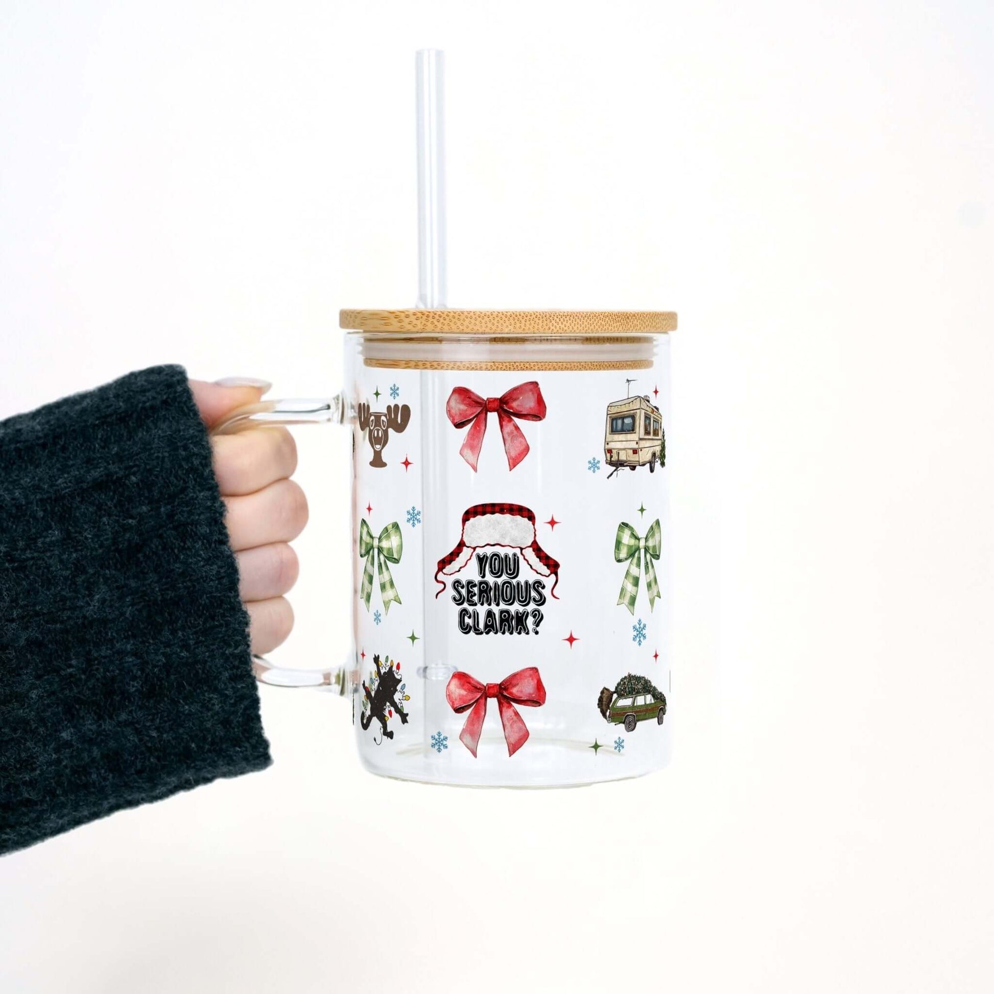 You Serious Clark 17oz Glass Mug With Lid and Straw from Sip Sip Hooray – Mugs